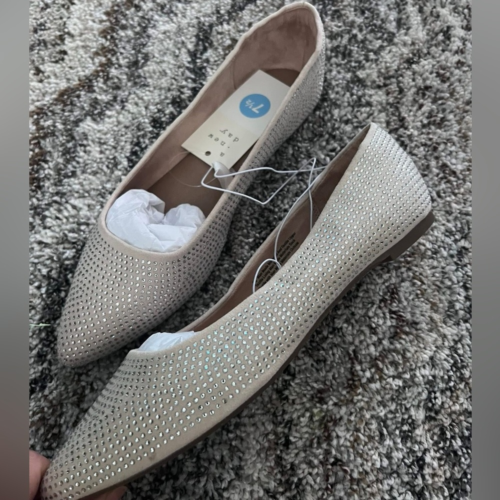 Elegant Beige Studded Women's Flats